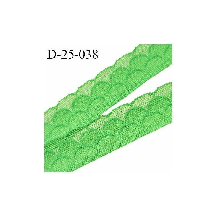 Dentelle 25 mm lycra extensible couleur vert largeur 25 mm prix au mètre