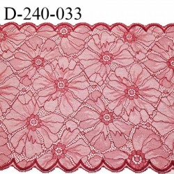 Tissu dentelle 24 cm extensible haut de gamme largeur 24 cm couleur rouge foncé prix pour 1 mètre