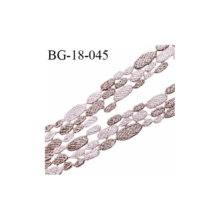 Galon ruban guipure 18 mm couleur marron et parme brillant largeur 18 mm prix au mètre