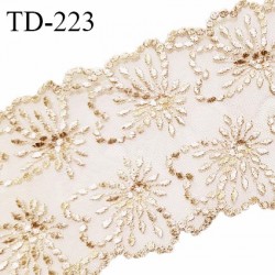 Dentelle broderie 11 cm haut de gamme largeur 11 cm couleur chair dorée prix pour un mètre