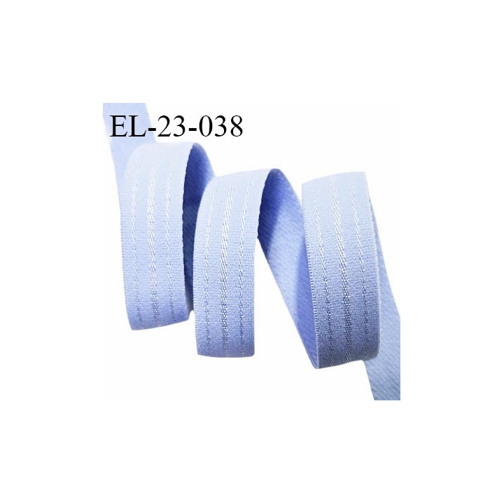 Elastique lingerie 22 mm haut de gamme couleur bleu largeur 22 mm très doux au toucher allongement +30% prix au mètre
