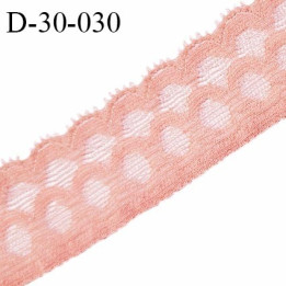 Dentelle 30 mm extensible couleur rose pêche largeur 30 mm prix au mètre