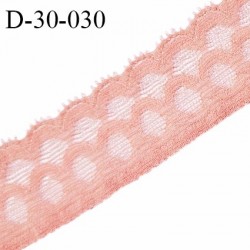 Dentelle 30 mm extensible couleur rose pêche largeur 30 mm prix au mètre