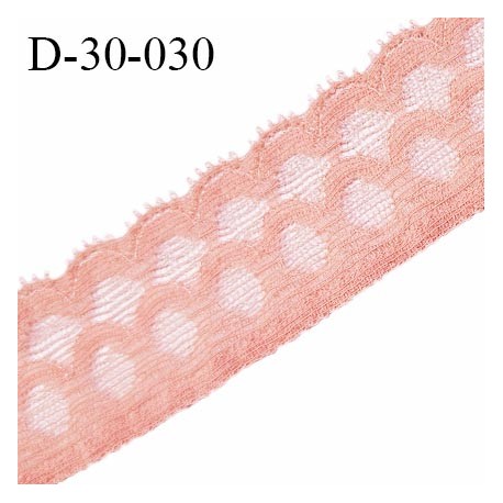 Dentelle 30 mm extensible couleur rose pêche largeur 30 mm prix au mètre