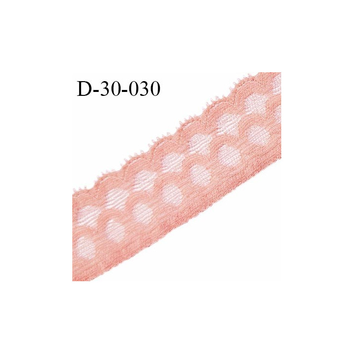Dentelle 30 mm extensible couleur rose pêche largeur 30 mm prix au mètre