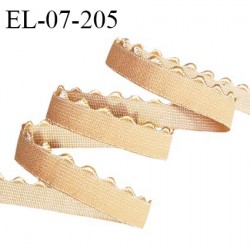 Elastique picot 7 mm lingerie couleur peau dorée largeur 7 mm + 2 mm de picots haut de gamme allongement +160% prix au mètre