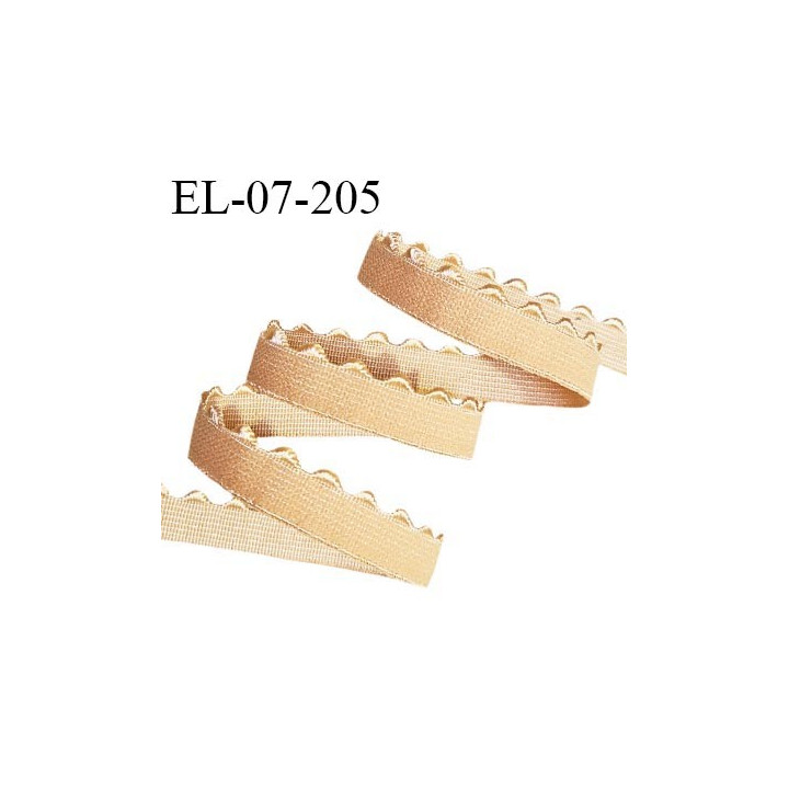 Elastique picot 7 mm lingerie couleur peau dorée largeur 7 mm + 2 mm de picots haut de gamme allongement +160% prix au mètre