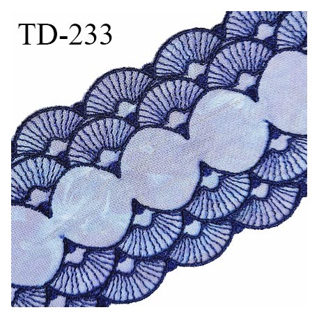 Dentelle broderie 8 cm haut de gamme largeur 8 cm couleur bleu prix pour un mètre