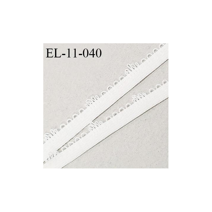 Elastique picot 11 mm couleur naturel largeur 6 mm + 5 mm de picots prix au mètre