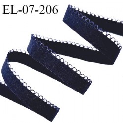Elastique lingerie 7 mm + 2 mm picots couleur bleu marine largeur 7 mm + 2 prix au mètre