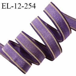 Elastique lingerie 12 mm haut de gamme couleur violet et doré largeur 12 mm allongement +180% prix au mètre