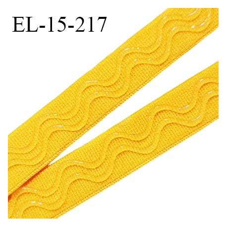 Elastique 15 mm anti glisse couleur jaune haut de gamme largeur 15 mm prix au mètre