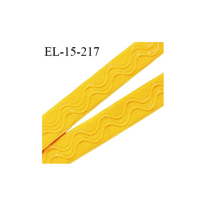 Elastique 15 mm anti glisse couleur jaune haut de gamme largeur 15 mm prix au mètre