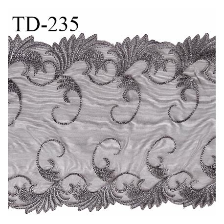 Dentelle broderie 24 cm haut de gamme largeur 24 cm couleur gris prix pour un mètre