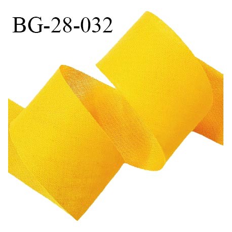 Biais à plat 28 mm à plier en polycoton couleur jaune largeur 28 mm prix au mètre