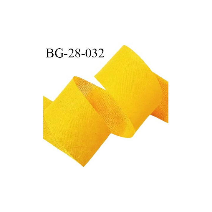 Biais à plat 28 mm à plier en polycoton couleur jaune largeur 28 mm prix au mètre