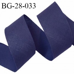 Biais à plat 28 mm à plier en polycoton couleur bleu marine largeur 28 mm prix au mètre