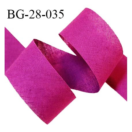 Biais à plat 28 mm à plier en polycoton couleur rose indien largeur 28 mm prix au mètre