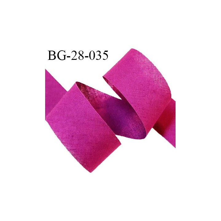 Biais à plat 28 mm à plier en polycoton couleur rose indien largeur 28 mm prix au mètre