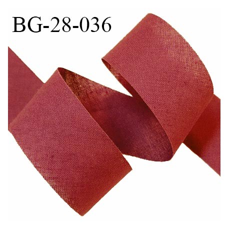 Biais à plat 28 mm à plier en polycoton couleur ocre rouge largeur 28 mm prix au mètre