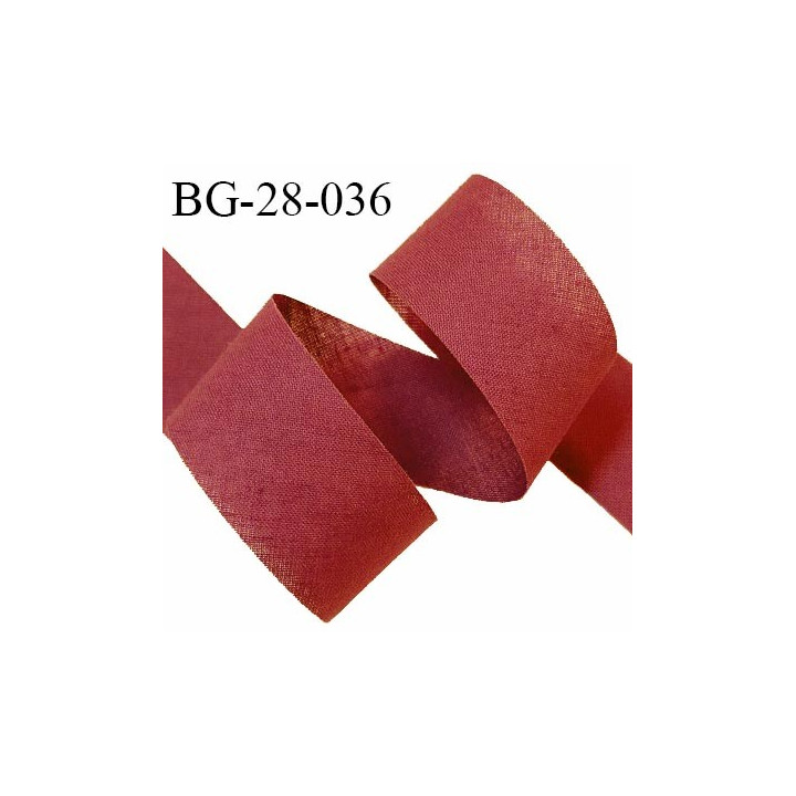 Biais à plat 28 mm à plier en polycoton couleur ocre rouge largeur 28 mm prix au mètre