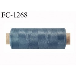 Bobine de fil 500 m mousse polyester n° 110 polyester couleur bleu tempête longueur 500  mètres bobiné en France