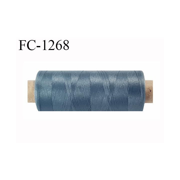 Bobine de fil 500 m mousse polyester n° 110 polyester couleur bleu tempête longueur 500  mètres bobiné en France