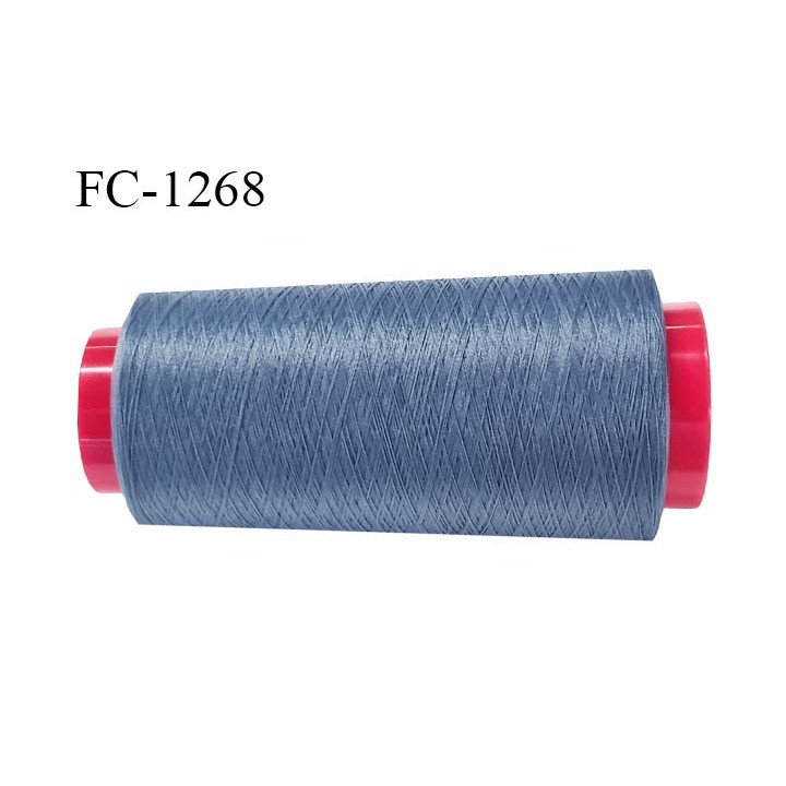 Cone de fil 2000 m mousse polyester n° 110 polyester couleur bleu tempête longueur 2000  mètres bobiné en France