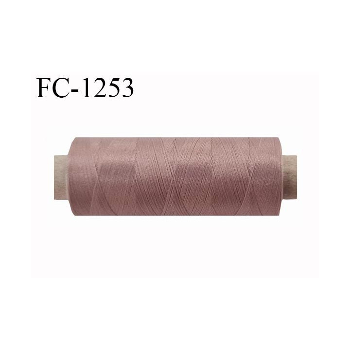Bobine de fil 500 m mousse polyester n° 110 polyester couleur bois de rose clair longueur 500  mètres bobiné en France