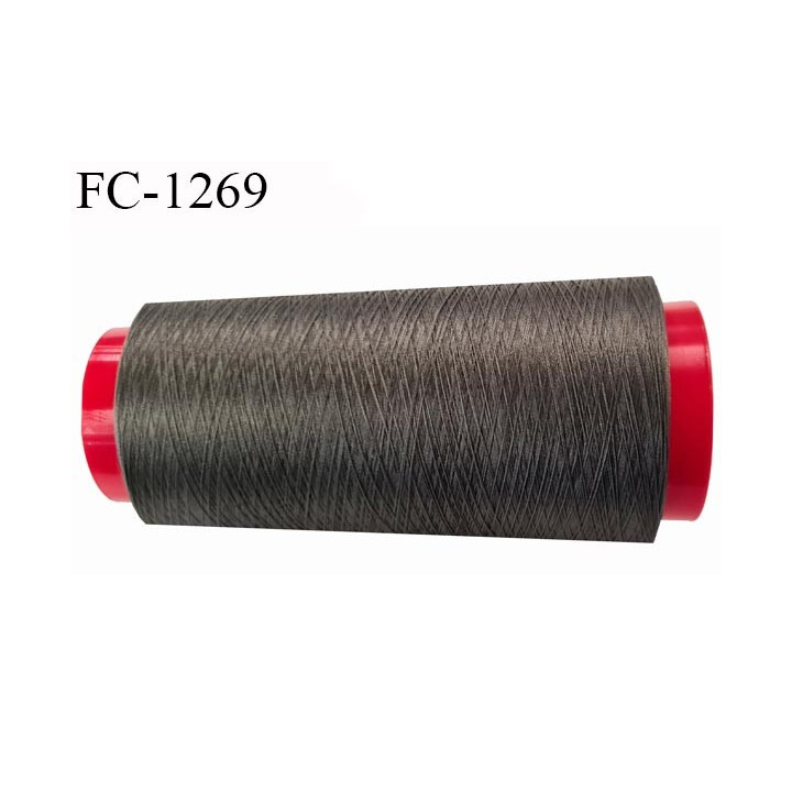 Cone de fil 2000 m mousse polyester n° 160 polyester couleur gris taupe longueur 2000  mètres bobiné en France
