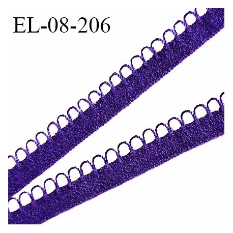 Elastique picot 8 mm haut de gamme couleur violet largeur 8 mm allongement +180% prix au mètre