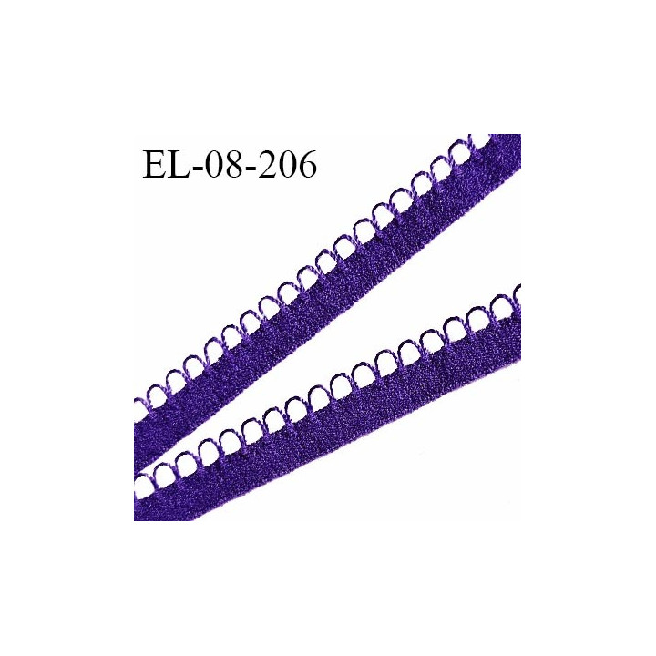 Elastique picot 8 mm haut de gamme couleur violet largeur 8 mm allongement +180% prix au mètre