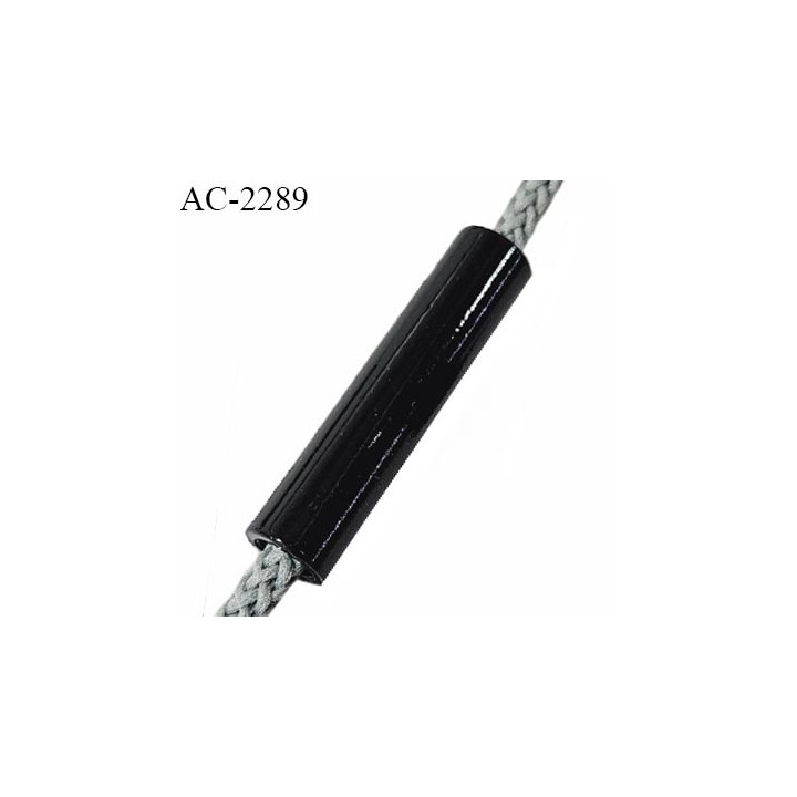 Perle en pvc couleur noir hauteur 40 mm largeur 10 mm passage pour cordon de 5 mm prix à l'unité
