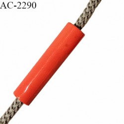 Perle en pvc couleur rouge orangé hauteur 40 mm largeur 10 mm passage pour cordon de 5 mm prix à l'unité