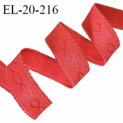 Elastique lingerie 20 mm couleur rouge orangé avec picots de chaque côté doux au toucher prix au mètre