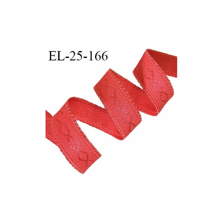 Elastique lingerie 25 mm couleur rouge orangé avec picots de chaque côté doux au toucher prix au mètre