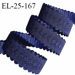 Elastique lingerie 24 mm couleur bleu marine avec picots de chaque côté prix au mètre