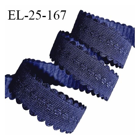 Elastique lingerie 24 mm couleur bleu marine avec picots de chaque côté prix au mètre