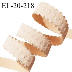 Elastique lingerie 20 mm couleur pêche clair ou sable doré avec picots de chaque côté doux au toucher prix au mètre