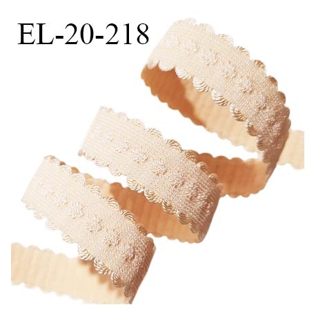 Elastique lingerie 20 mm couleur pêche clair ou sable doré avec picots de chaque côté doux au toucher prix au mètre