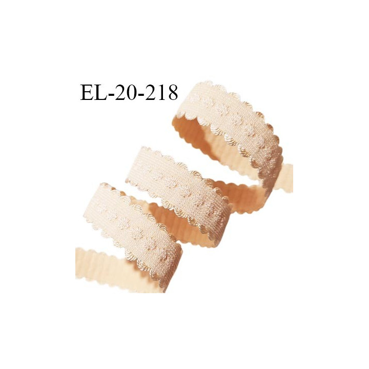 Elastique lingerie 20 mm couleur pêche clair ou sable doré avec picots de chaque côté doux au toucher prix au mètre