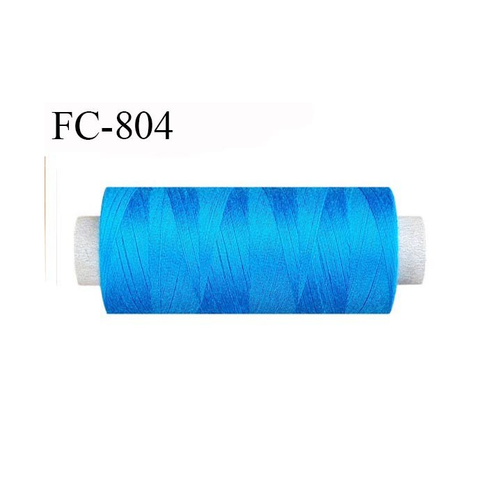 Bobine 1000 m fil Polyester n° 120 bleu lumineux 1000 mètres fil européen bobiné en Europe ou France certifié oeko tex
