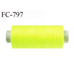 Bobine 1000 m fil Polyester n° 120 couleur jaune fluo 1000 mètres fil européen bobiné en Europe ou France certifié oeko tex