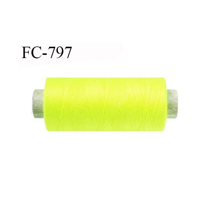 Bobine 1000 m fil Polyester n° 120 couleur jaune fluo 1000 mètres fil européen bobiné en Europe ou France certifié oeko tex