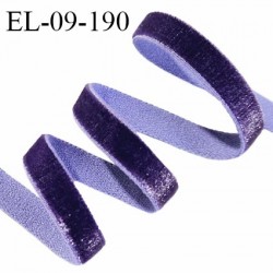 Elastique lingerie velours 9 mm haut de gamme couleur violet largeur 9 mm allongement +80% prix au mètre