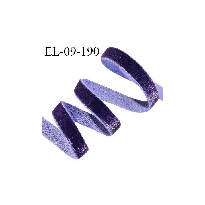 Elastique lingerie velours 9 mm haut de gamme couleur violet largeur 9 mm allongement +80% prix au mètre