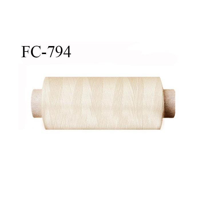 Bobine 1000 m fil Polyester n° 120 couleur écru crème 1000 mètres fil européen bobiné en Europe ou France certifié oeko tex