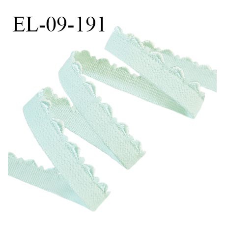Elastique picot 9 mm lingerie couleur vert amande largeur 9 mm haut de gamme fabriqué en France allongement +140% prix au mètre