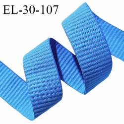 Elastique lingerie 28 mm couleur bleu haut de gamme très doux au toucher largeur 28 mm allongement +100% prix au mètre