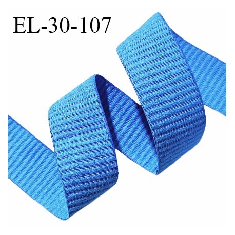 Elastique lingerie 28 mm couleur bleu haut de gamme très doux au toucher largeur 28 mm allongement +100% prix au mètre